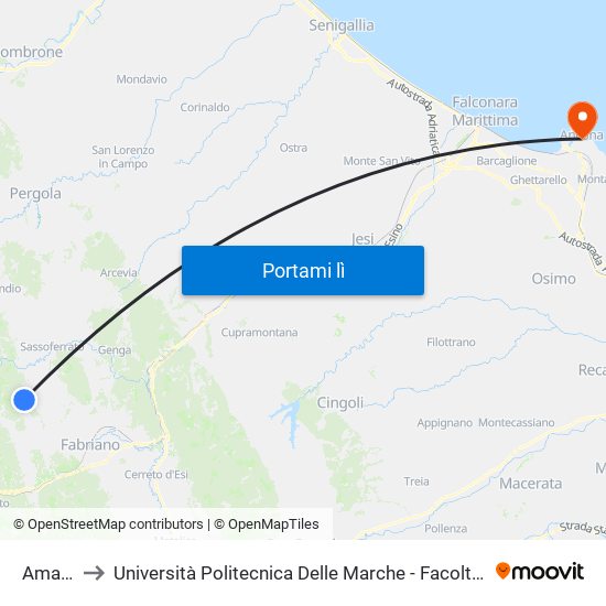 Amandole to Università Politecnica Delle Marche - Facoltà Di Economia ""Giorgio Fuà"" map