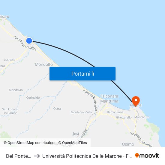 Del Ponte 1 (Chiesa) to Università Politecnica Delle Marche - Facoltà Di Economia ""Giorgio Fuà"" map