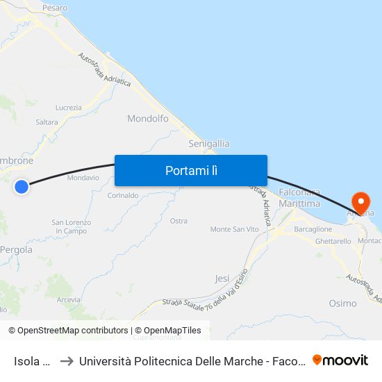 Isola Di Fano to Università Politecnica Delle Marche - Facoltà Di Economia ""Giorgio Fuà"" map