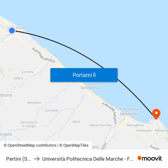 Pertini (S.Colomba) to Università Politecnica Delle Marche - Facoltà Di Economia ""Giorgio Fuà"" map