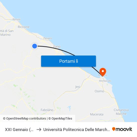 XXI Gennaio (Borgo Marcellino) to Università Politecnica Delle Marche - Facoltà Di Economia ""Giorgio Fuà"" map