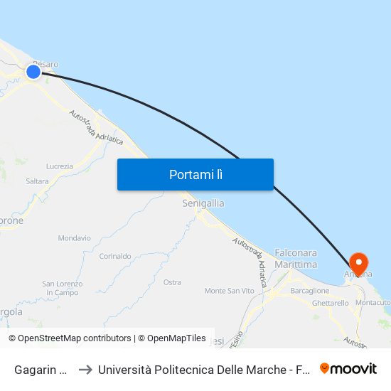 Gagarin San Marino to Università Politecnica Delle Marche - Facoltà Di Economia ""Giorgio Fuà"" map