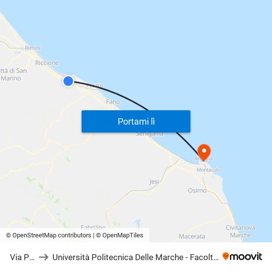 Via Pesaro to Università Politecnica Delle Marche - Facoltà Di Economia ""Giorgio Fuà"" map
