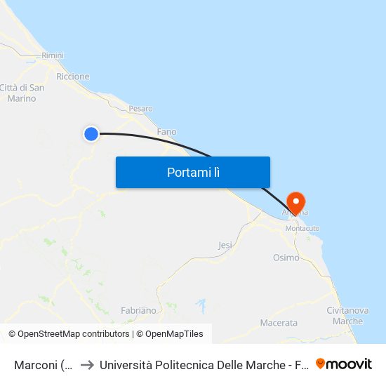 Marconi (Padiglione) to Università Politecnica Delle Marche - Facoltà Di Economia ""Giorgio Fuà"" map