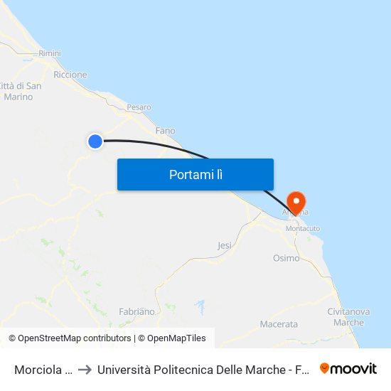 Morciola (Fazenda) to Università Politecnica Delle Marche - Facoltà Di Economia ""Giorgio Fuà"" map