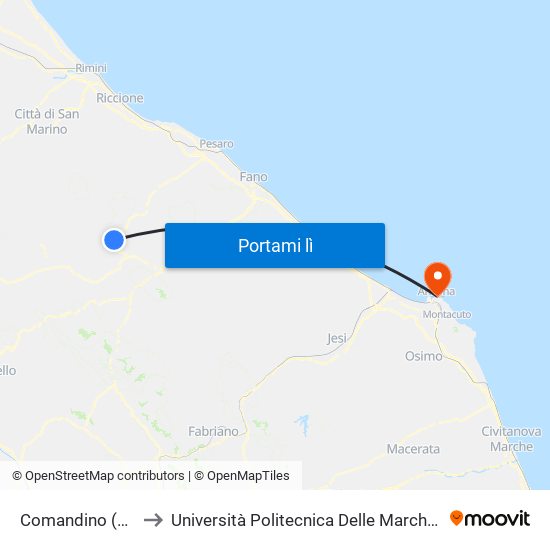 Comandino (Pronto Soccorso) to Università Politecnica Delle Marche - Facoltà Di Economia ""Giorgio Fuà"" map