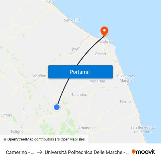 Camerino - San Venanzo to Università Politecnica Delle Marche - Facoltà Di Economia ""Giorgio Fuà"" map