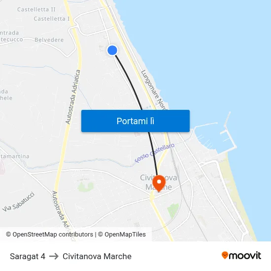 Saragat 4 to Civitanova Marche map