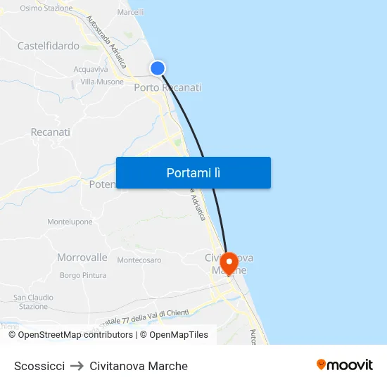 Scossicci to Civitanova Marche map