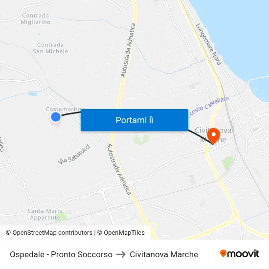 Ospedale - Pronto Soccorso to Civitanova Marche map