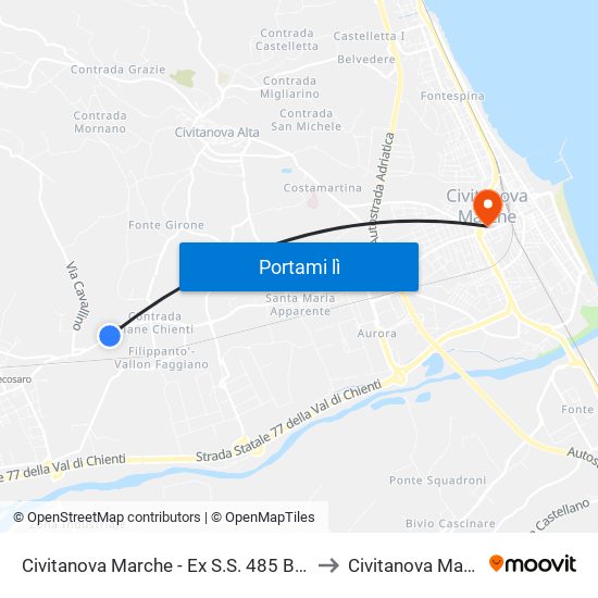 Civitanova Marche - Ex S.S. 485 Bottega to Civitanova Marche map