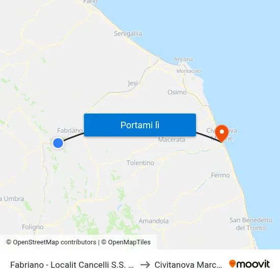 Fabriano - Localit Cancelli  S.S. 76 to Civitanova Marche map