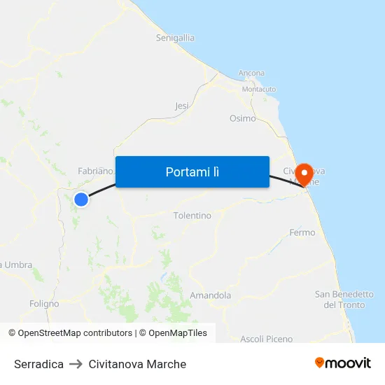 Serradica to Civitanova Marche map