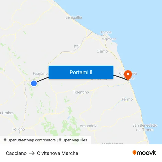 Cacciano to Civitanova Marche map