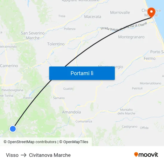Visso to Civitanova Marche map