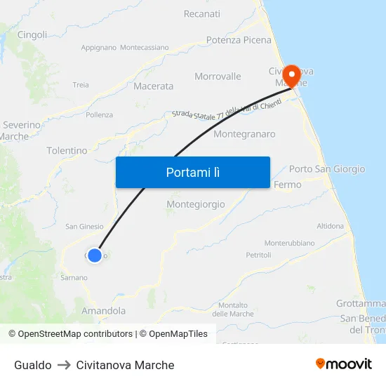 Gualdo to Civitanova Marche map