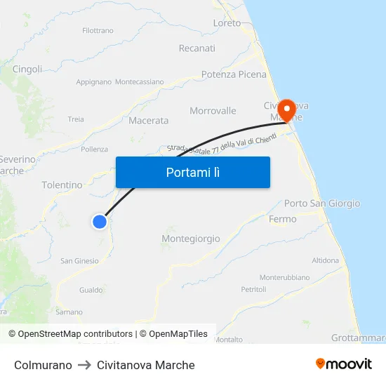 Colmurano to Civitanova Marche map