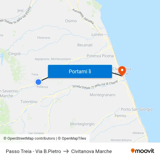 Passo Treia - Via B.Pietro to Civitanova Marche map