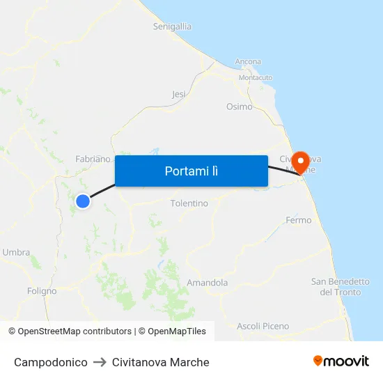 Campodonico to Civitanova Marche map