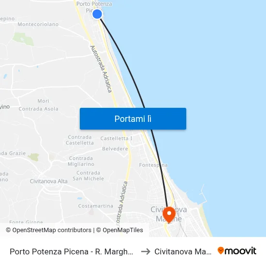 Porto Potenza Picena - R. Margherita  49 to Civitanova Marche map