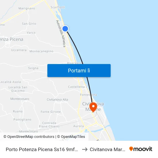 Porto Potenza Picena Ss16 9mfh+55 to Civitanova Marche map
