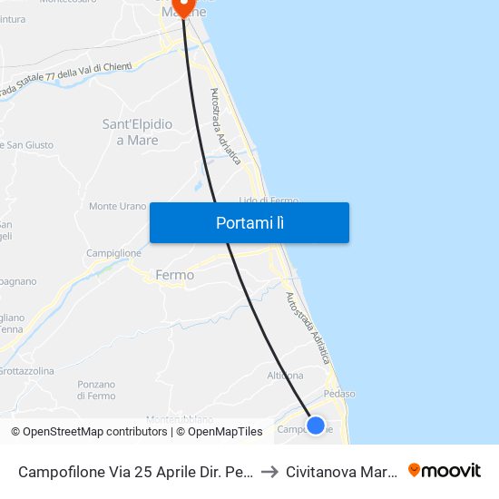 Campofilone Via 25 Aprile Dir. Pedaso to Civitanova Marche map