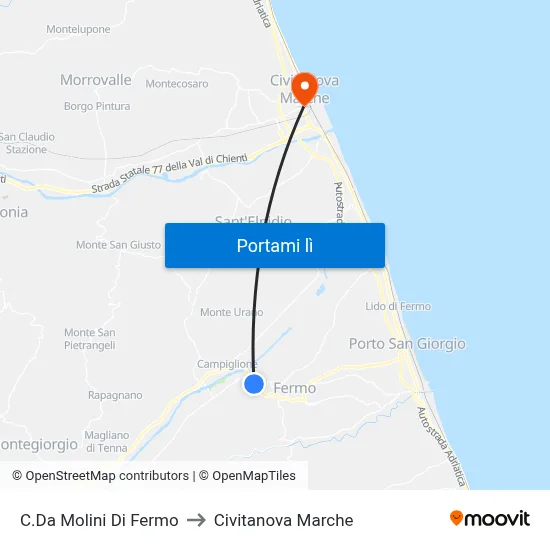 C.Da Molini Di Fermo to Civitanova Marche map