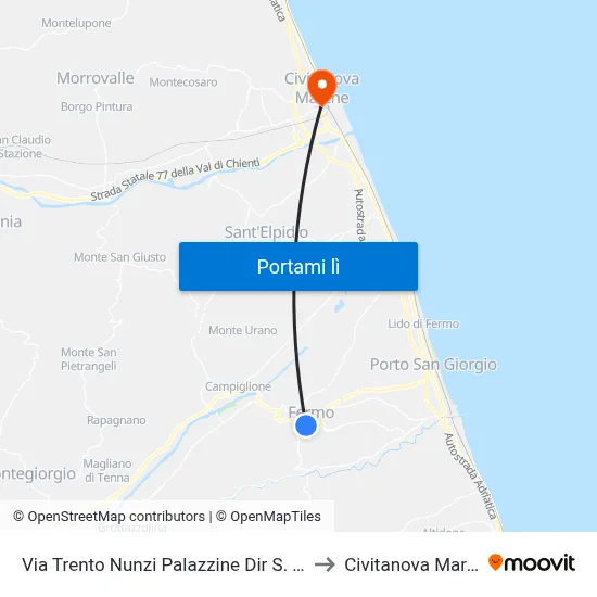 Via Trento Nunzi Palazzine Dir S. Cateri to Civitanova Marche map