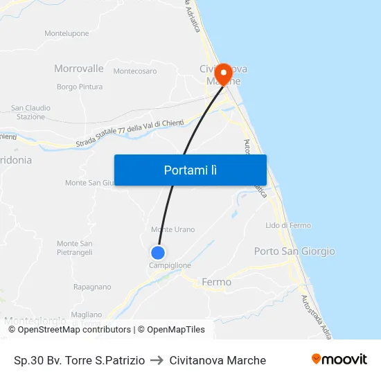 Sp.30 Bv. Torre S.Patrizio to Civitanova Marche map