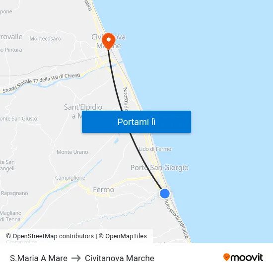 S.Maria A Mare to Civitanova Marche map