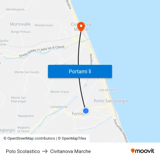 Polo Scolastico to Civitanova Marche map