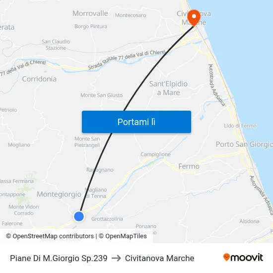 Piane Di M.Giorgio Sp.239 to Civitanova Marche map