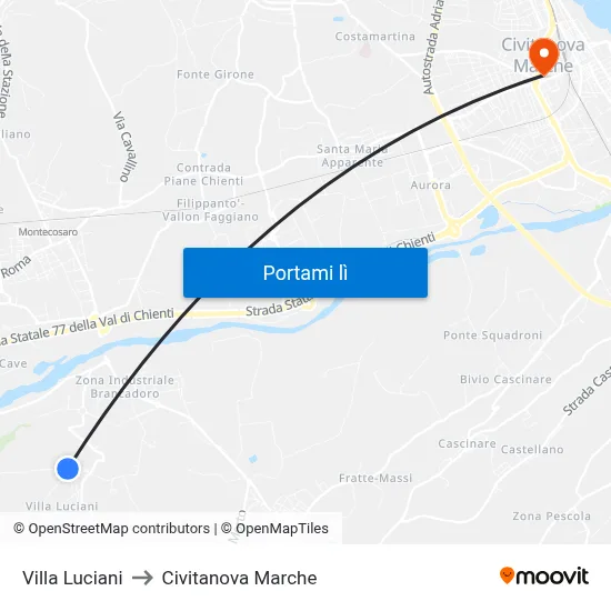Villa Luciani to Civitanova Marche map