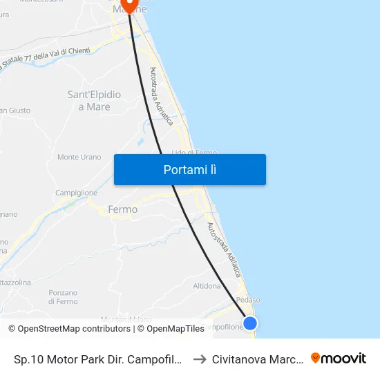 Sp.10 Motor Park Dir. Campofilone to Civitanova Marche map