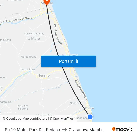 Sp.10 Motor Park Dir. Pedaso to Civitanova Marche map