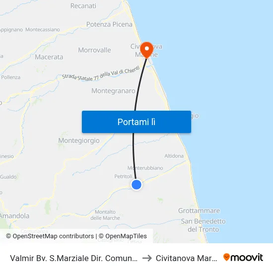 Valmir Bv. S.Marziale Dir. Comunanza to Civitanova Marche map