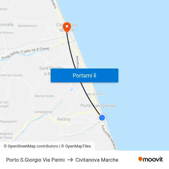 Porto S.Giorgio Via Parini to Civitanova Marche map