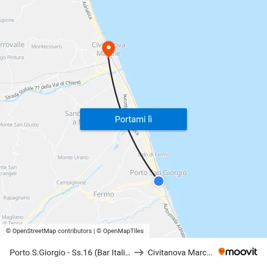 Porto S.Giorgio - Ss.16 (Bar Italia) to Civitanova Marche map