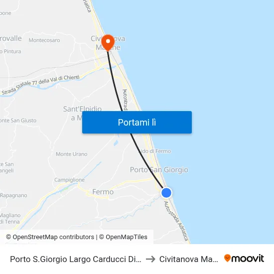 Porto S.Giorgio Largo Carducci Dir. Nord to Civitanova Marche map