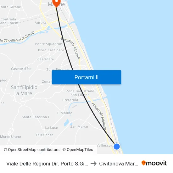 Viale Delle Regioni Dir. Porto S.Giorgio to Civitanova Marche map