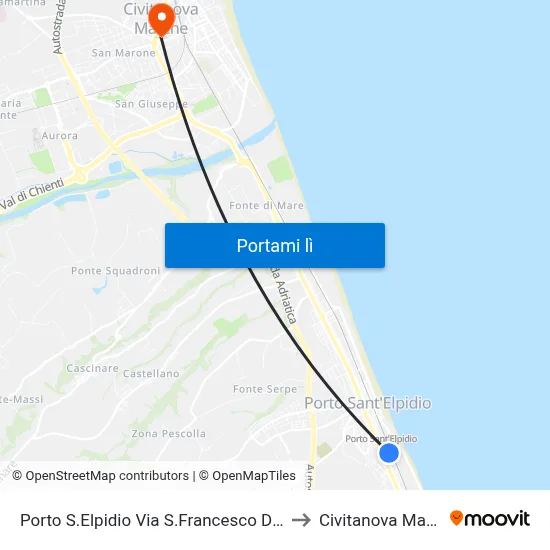 Porto S.Elpidio Via S.Francesco D'Assisi to Civitanova Marche map