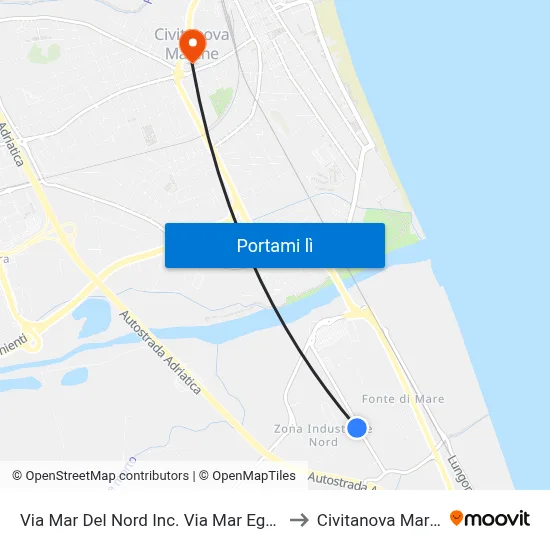 Via Mar Del Nord Inc. Via Mar Egeo Dir. to Civitanova Marche map