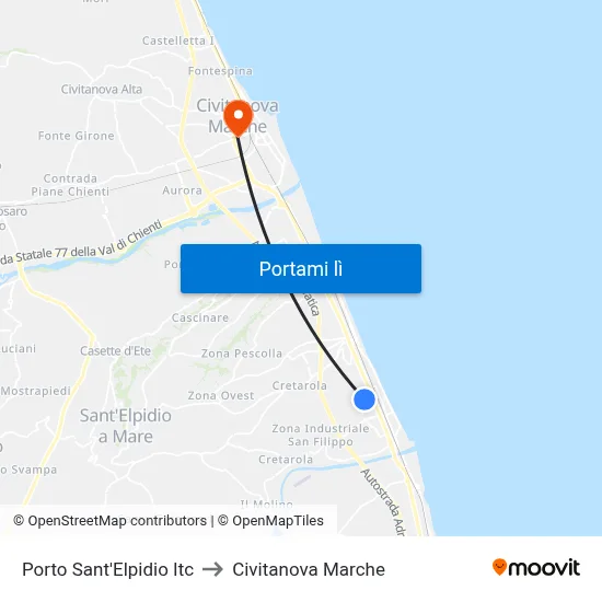 Porto Sant'Elpidio Itc to Civitanova Marche map