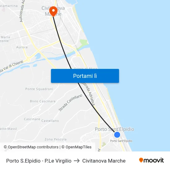 Porto S.Elpidio - P.Le Virgilio to Civitanova Marche map
