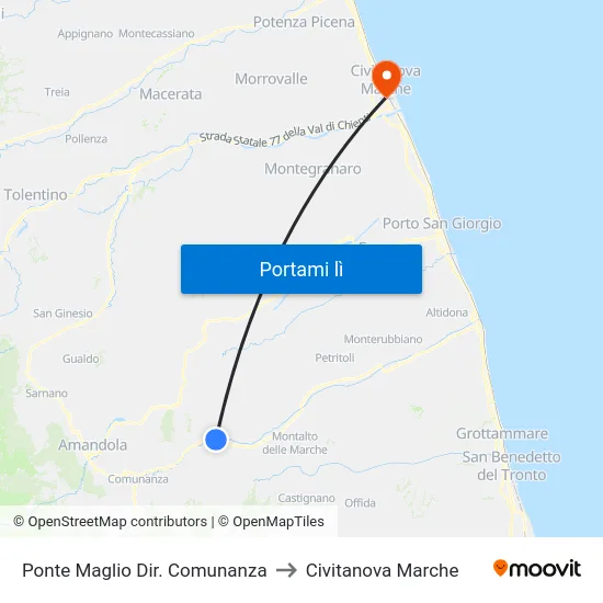 Ponte Maglio Dir. Comunanza to Civitanova Marche map