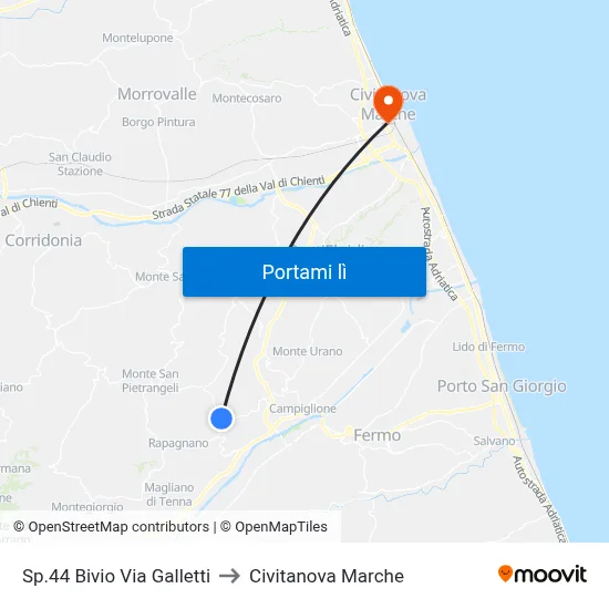 Sp.44 Bivio Via Galletti to Civitanova Marche map