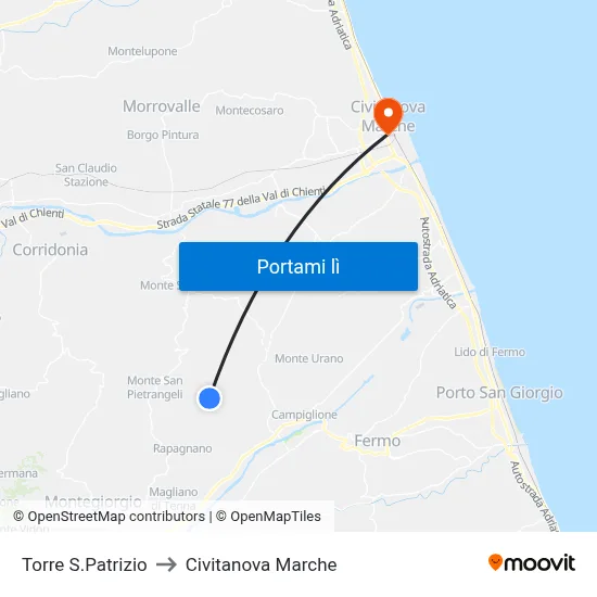 Torre S.Patrizio to Civitanova Marche map