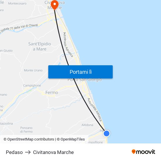 Pedaso to Civitanova Marche map