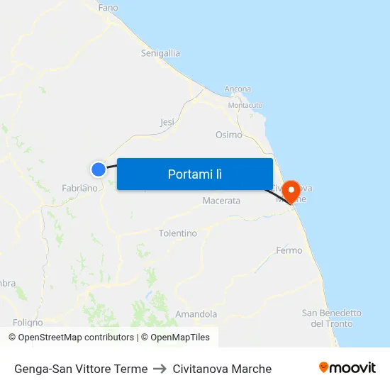 Genga-San Vittore Terme to Civitanova Marche map