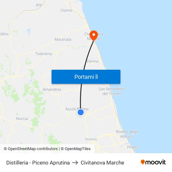 Distilleria - Piceno Aprutina to Civitanova Marche map